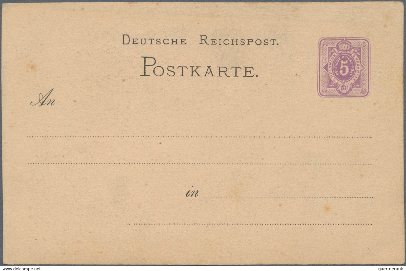 Ansichtskarten: Vorläufer: 1876 Ca., INSELBERG, Vorläuferkarte 5 Pf Lila Als Privatganzsache, Ungebr - Non Classificati