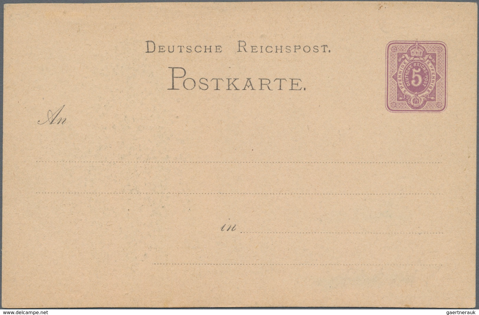 Ansichtskarten: Vorläufer: 1878 Ca., INSELBERG, Vorläuferkarte 5 Pf Lila Als Privatganzsache, Ungebr - Zonder Classificatie