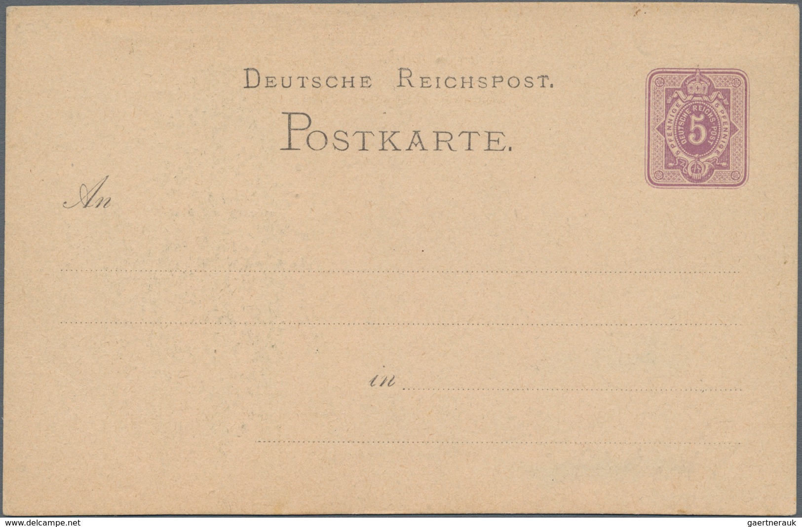 Ansichtskarten: Vorläufer: 1878 Ca., INSELBERG, Vorläuferkarte 5 Pf Lila Als Privatganzsache, Ungebr - Non Classificati