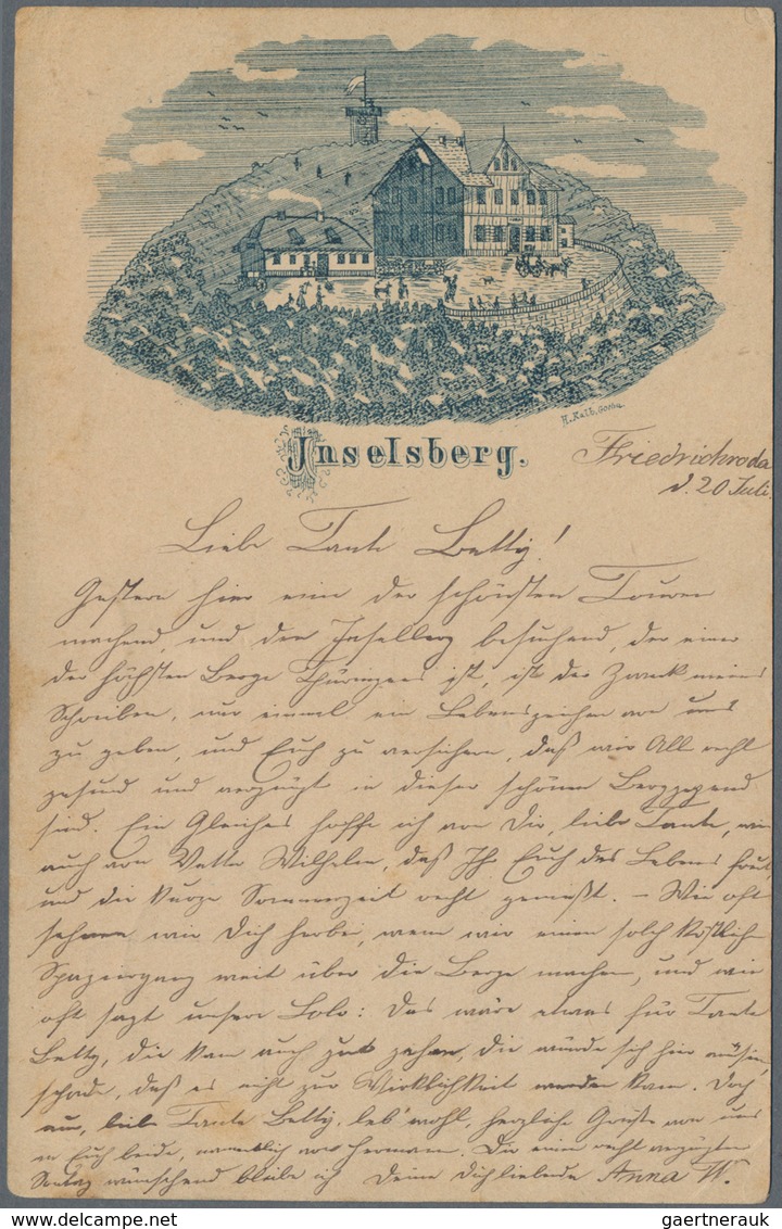 Ansichtskarten: Vorläufer: 1878, INSELSBERG, Vorläuferkarte 5 Pf Lila Als Privatganzsache Mit K1 FRI - Zonder Classificatie