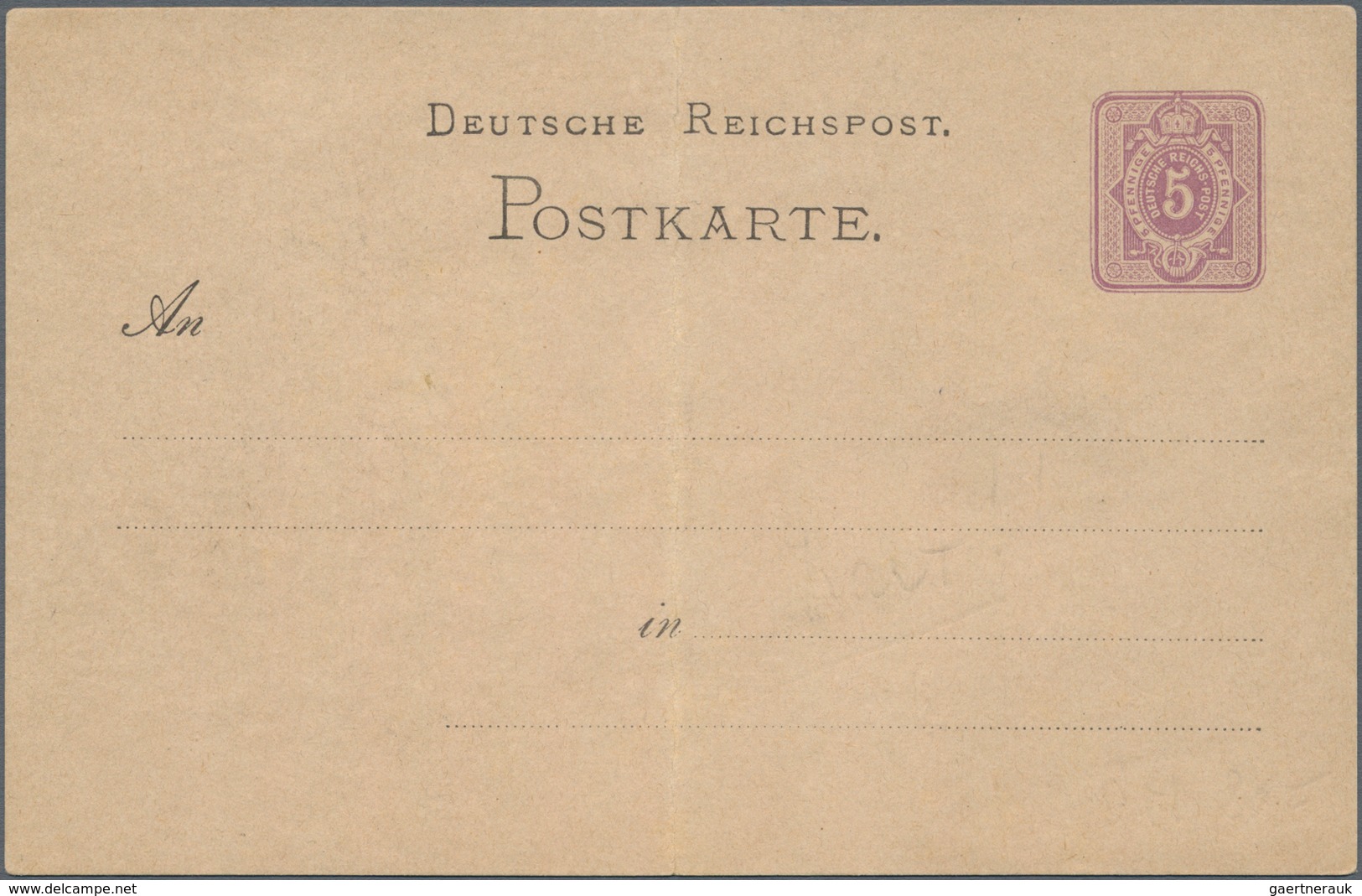 Ansichtskarten: Vorläufer: 1878 Ca., INSELBERG, Vorläuferkarte 5 Pf Lila Als Privatganzsache, Ungebr - Zonder Classificatie