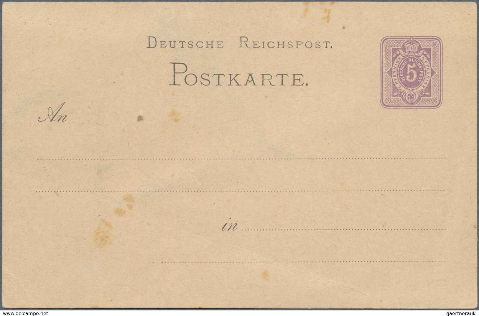 Ansichtskarten: Vorläufer: 1878 Ca., INSELBERG, Vorläuferkarte 5 Pf Lila Als Privatganzsache, Ungebr - Non Classificati