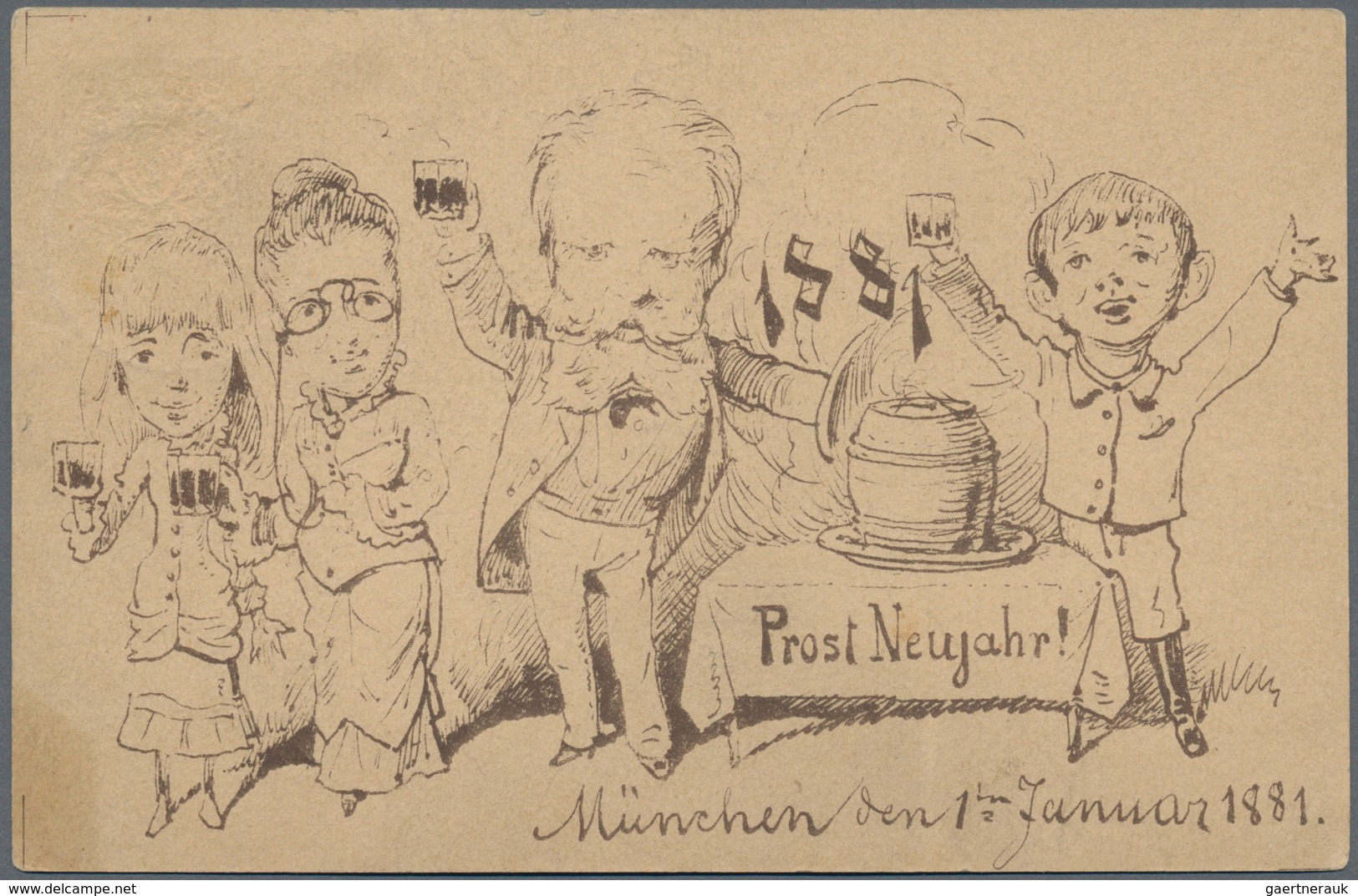 Ansichtskarten: Vorläufer: 1880, "Prosit Neujahr! 1881", Glückwunsch-Vorläufer Als 3 Pf. Grün Bayern - Zonder Classificatie