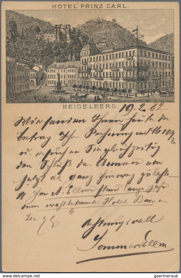 Ansichtskarten: Vorläufer: 1882, HEIDELBERG Hotel Prinz Carl, Vorläuferkarte Als Privatganzsache Mit - Ohne Zuordnung