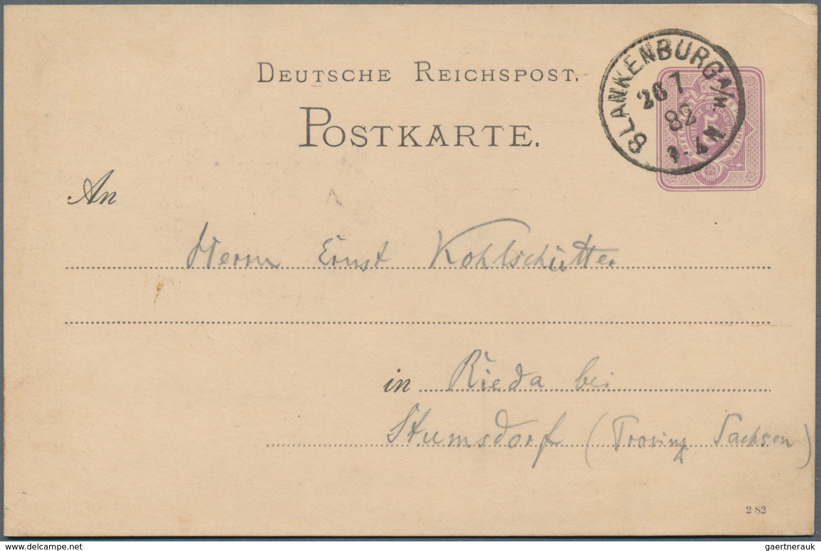 Ansichtskarten: Vorläufer: 1882, TRESEBURG, Vorläuferkarte 5 Pf Lila Als Privatganzsache Mit K1 BLAN - Zonder Classificatie