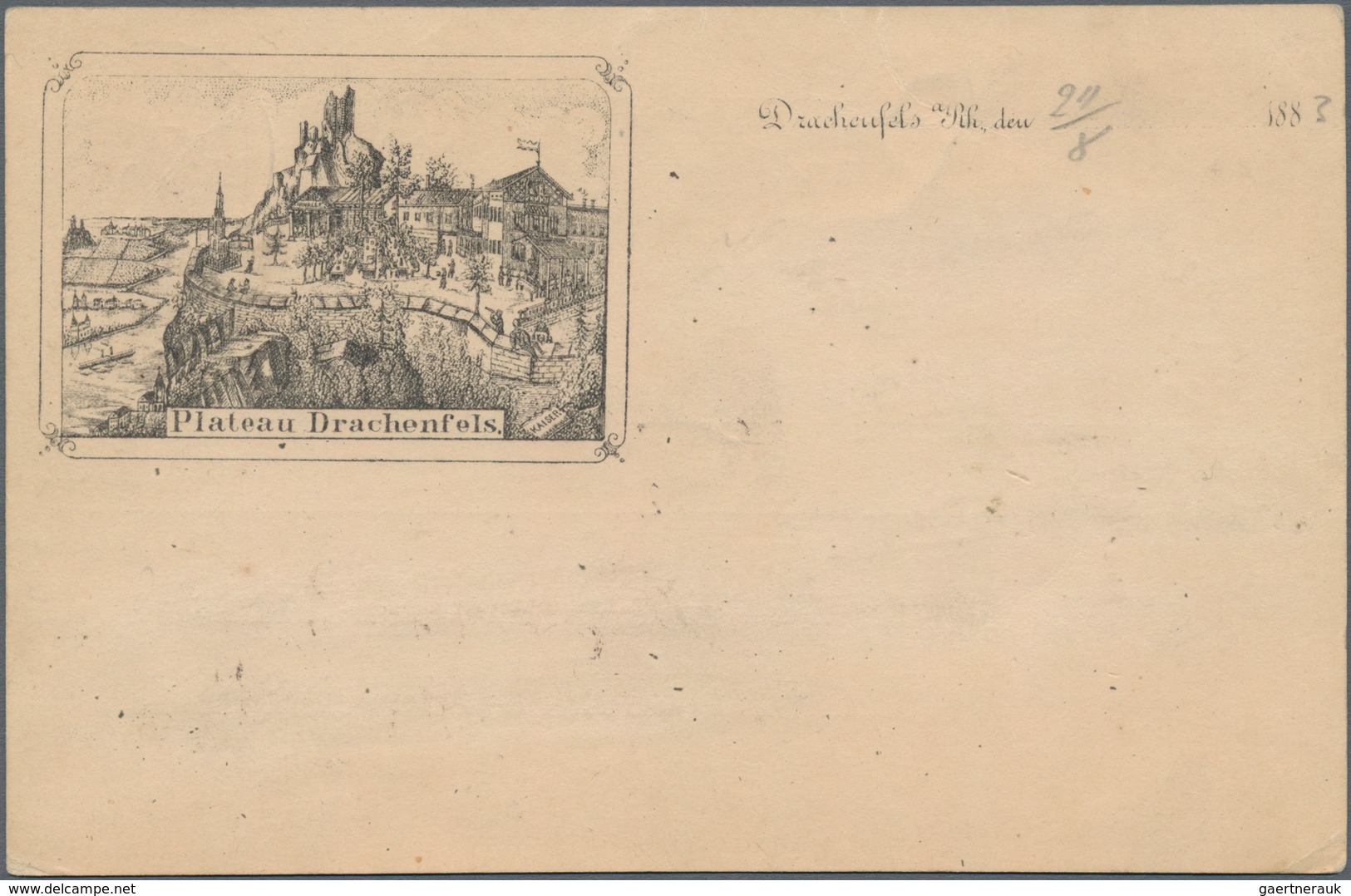 Ansichtskarten: Vorläufer: 1883, DRACHENFELS Plateau, Vorläuferkarte 5 Pf Lila Als Privatganzsache M - Non Classificati
