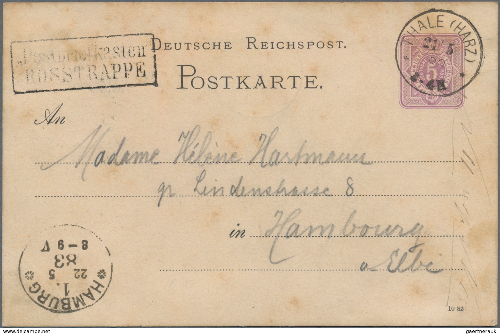 Ansichtskarten: Vorläufer: 1883, HOTEL ROSSTRAPPE, Vorläuferkarte 5 Pf Lila Als Privatganzsache Mit - Non Classificati