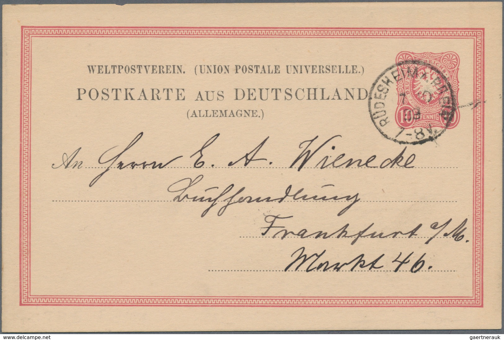 Ansichtskarten: Vorläufer: 1883, NATIONAL-DENKMAL Aus Dem Niederwald, Vorläuferkarte 10 Pf Rot Als P - Zonder Classificatie