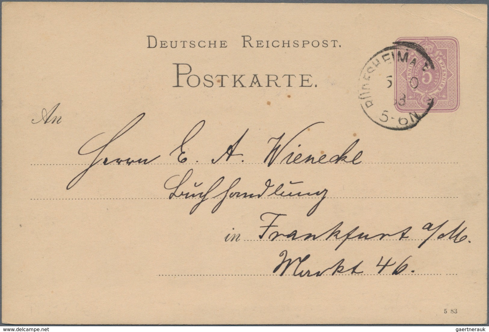 Ansichtskarten: Vorläufer: 1883, NATIONAL-DENKMAL Auf Dem Niederwald, Vorläuferkarte 5 Pf Lila Als P - Zonder Classificatie