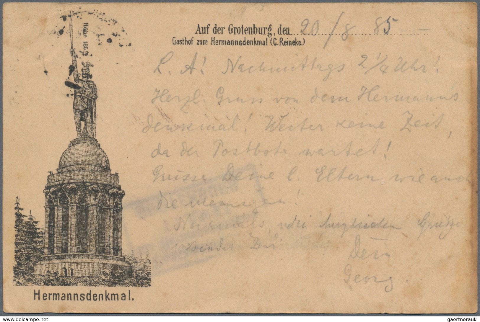Ansichtskarten: Vorläufer: 1885, HERMANNSDENKMAL Auf Der Grotenburg, Vorläuferkarte 5 Pf. Lila Als P - Zonder Classificatie