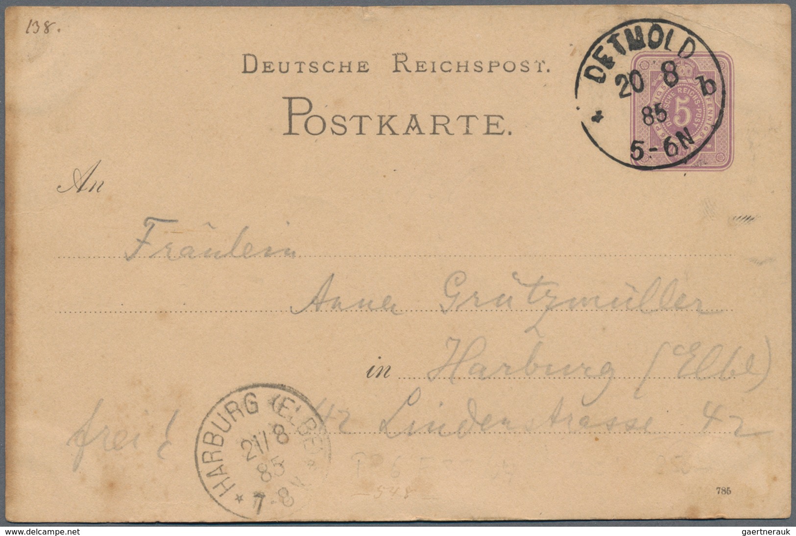 Ansichtskarten: Vorläufer: 1885, HERMANNSDENKMAL Auf Der Grotenburg, Vorläuferkarte 5 Pf. Lila Als P - Zonder Classificatie