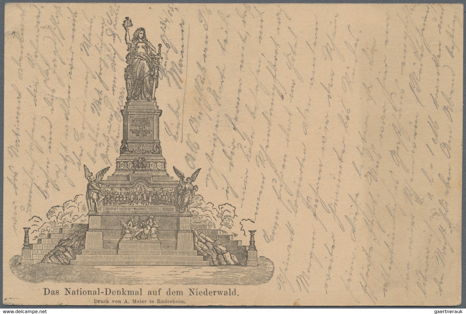 Ansichtskarten: Vorläufer: 1885, NATIONAL-DENKMAL Auf Dem Niederwald, Vorläuferkarte 5 Pf Lila Als P - Zonder Classificatie