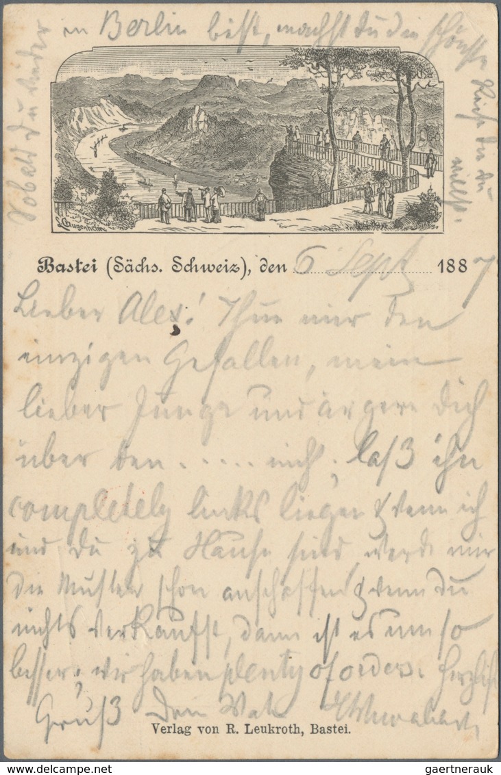 Ansichtskarten: Vorläufer: 1887, BASTEI (Sächs. Schweiz), Vorläuferkarte 10 Pf Rot Mit R3 BASTEI 7.9 - Zonder Classificatie