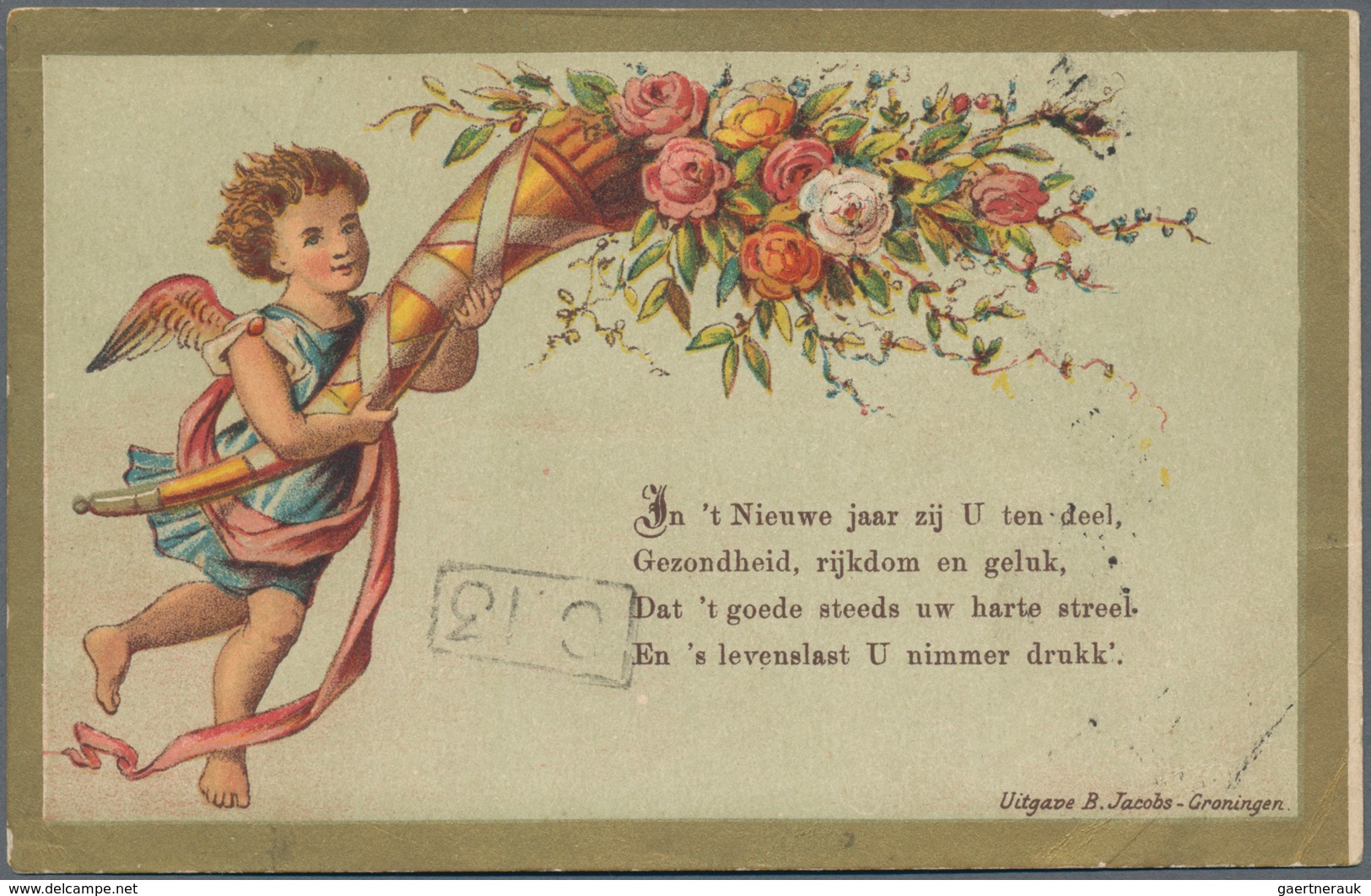 Ansichtskarten: Vorläufer: 1887, GLÜCKWUNSCH NEUJAHR, Niederländische Vorläuferkarte Postalisch Gela - Ohne Zuordnung