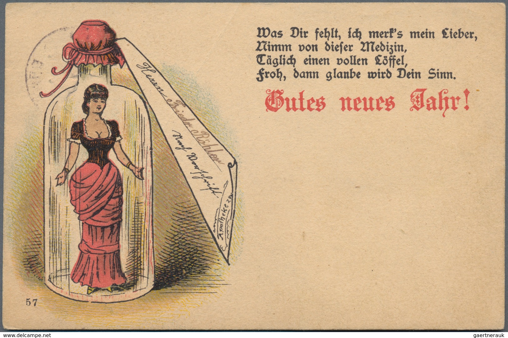Ansichtskarten: Vorläufer: 1887, Gutes Neues Jahr, Kolorierte Vorläuferkarte5 Pf Grün Mit K1 HALL IN - Zonder Classificatie