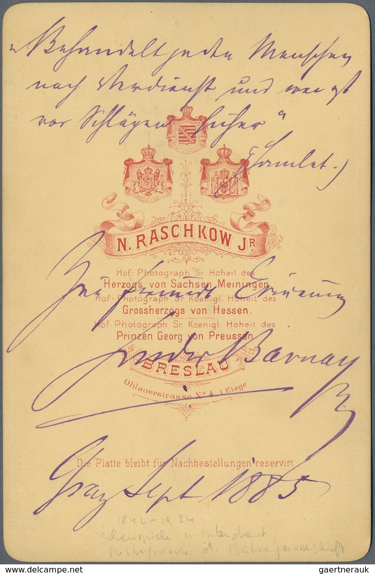 Ansichtskarten: Motive / Thematics: AUTOGRAPHEN / THEATER Kabinettfoto Ludwig Bazany (1842-1924) Hel - Andere & Zonder Classificatie