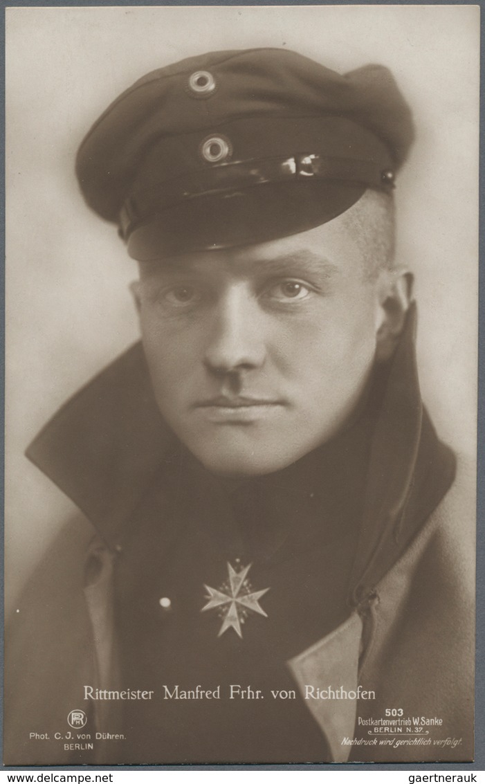 Ansichtskarten: Motive / Thematics: FLUG 1918 (ca). Fotokarte Ritterkreuzträger "Rittmeister Manfred - Altri & Non Classificati