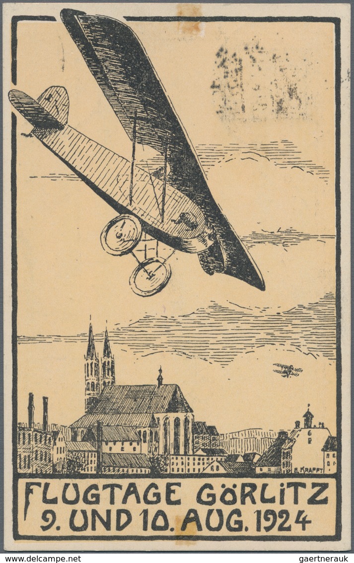 Ansichtskarten: Motive / Thematics: FLUG, "Flugtage Görlitz 9. Und 10. Aug. 1924" Künstlerzeichnung - Altri & Non Classificati