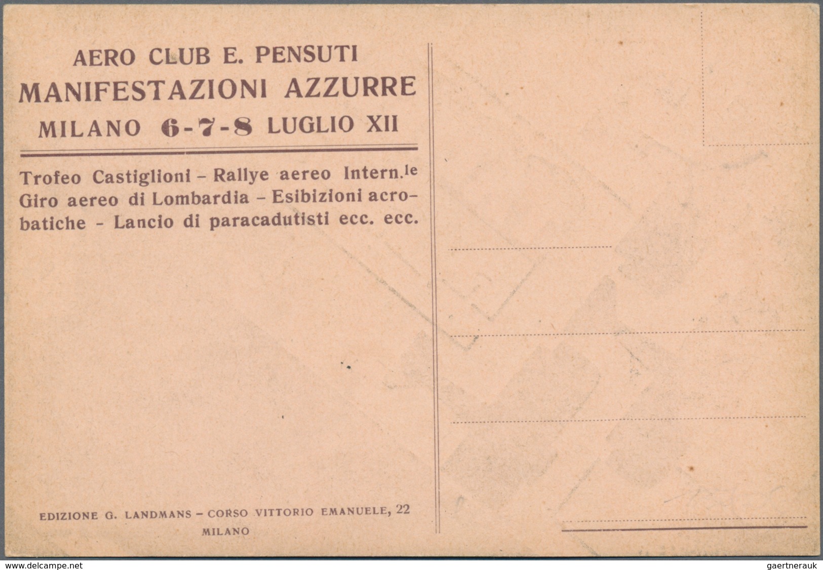 Ansichtskarten: Motive / Thematics: FLUG, Italien "GRANDE GIORNATA AVIATORIA" Flugtage Mailand 1934, - Andere & Zonder Classificatie