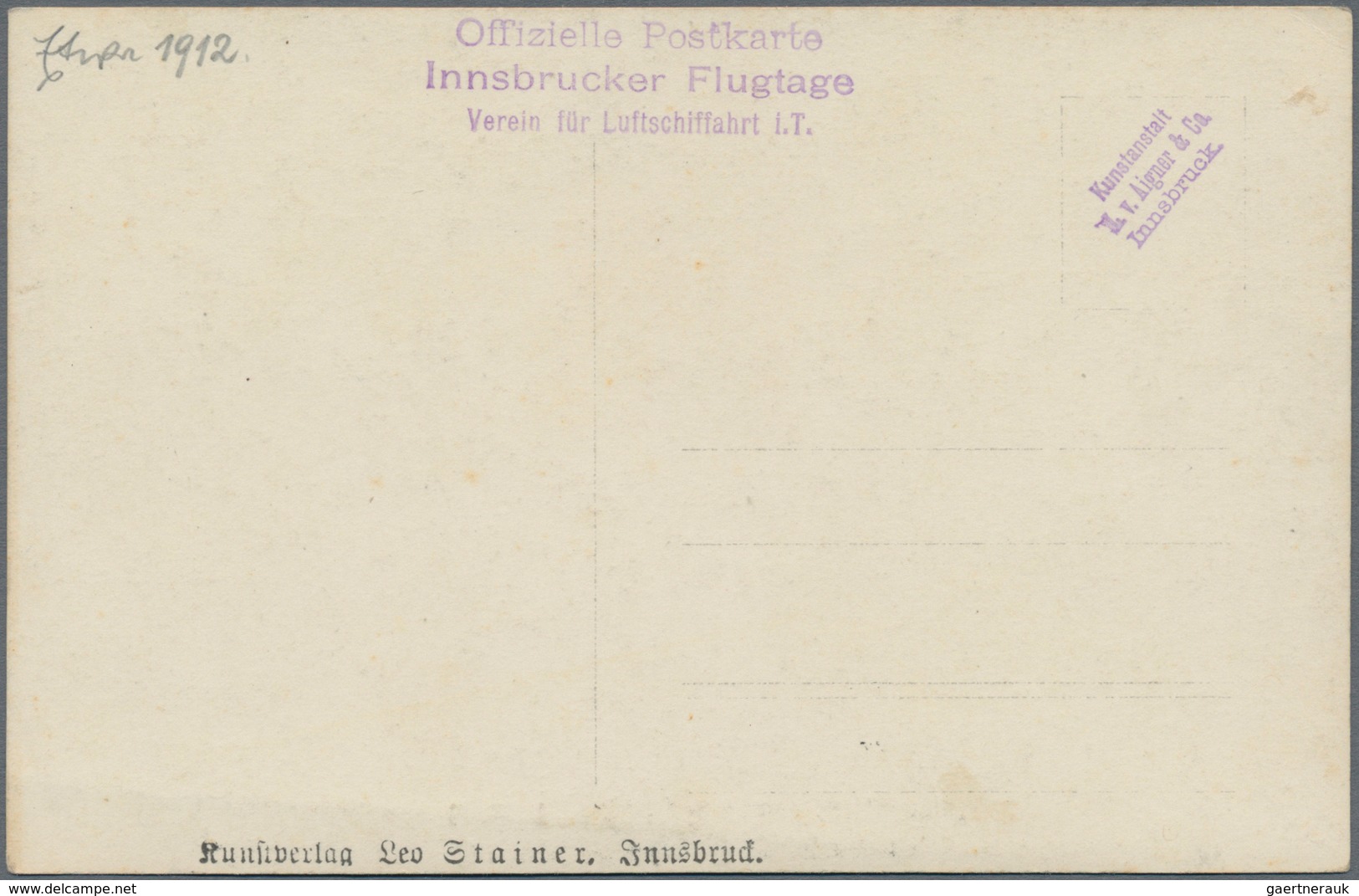 Ansichtskarten: Motive / Thematics: INNSBRUCKER FLUGTAGE (1912), 3 Echtfotokarten Davon 2 Offizielle - Altri & Non Classificati