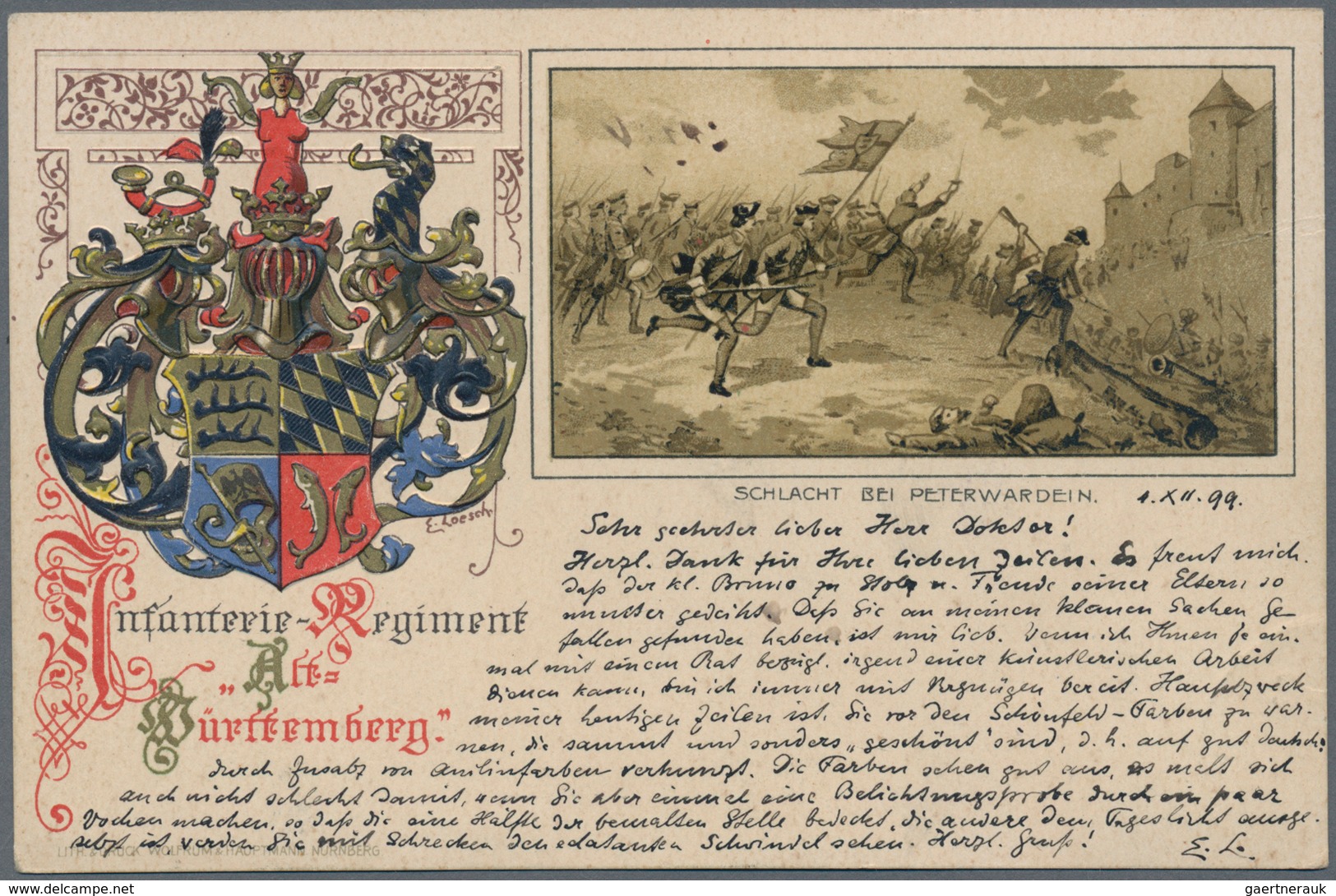 Ansichtskarten: Motive / Thematics: MILITÄR / WÜRTTEMBERG, "Infanterie-Regiment Alt-Württemberg Schl - Altri & Non Classificati