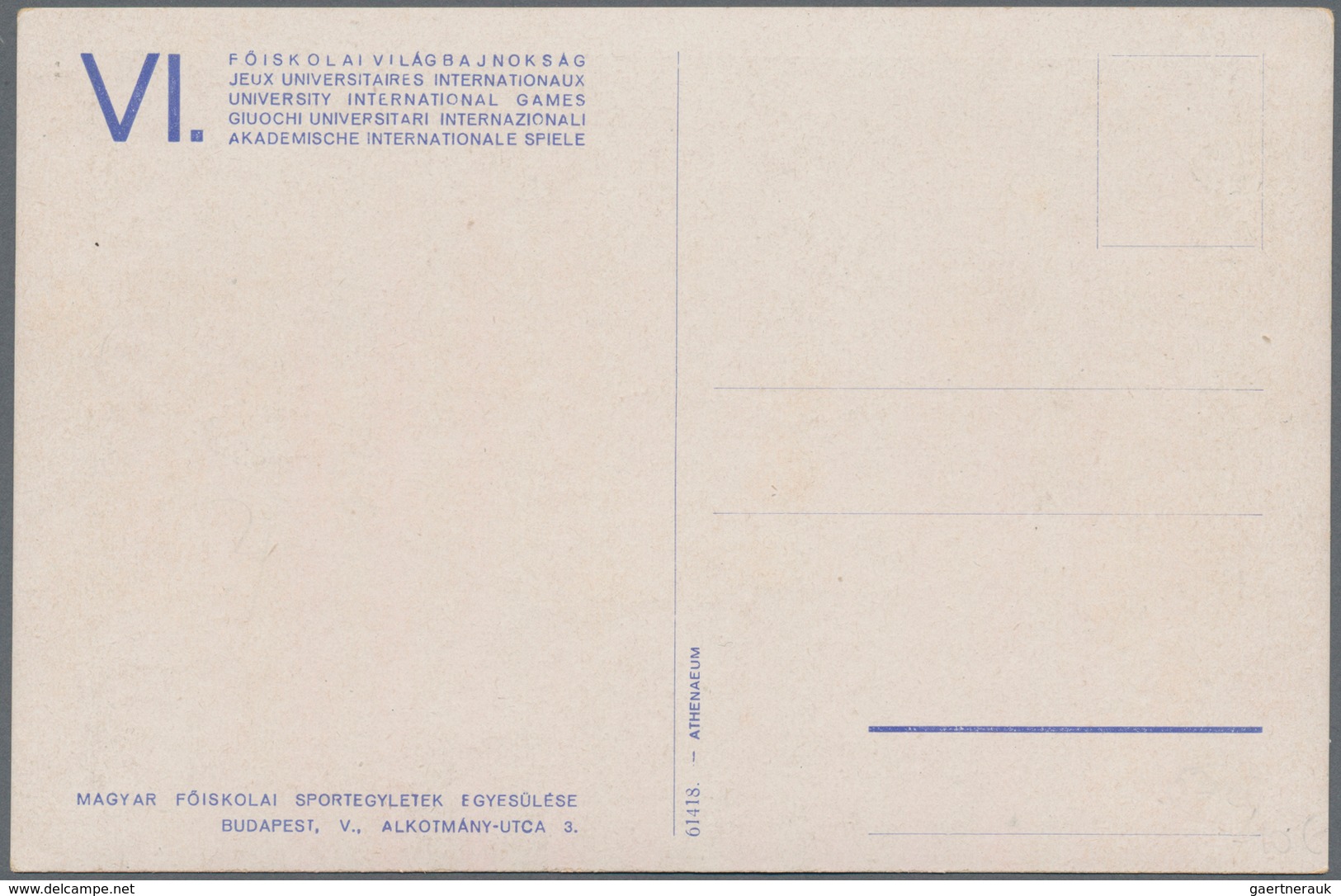 Ansichtskarten: Motive / Thematics: SPORT, "VI. Akademische Internationale Spiel Budapest 1935", Pla - Altri & Non Classificati