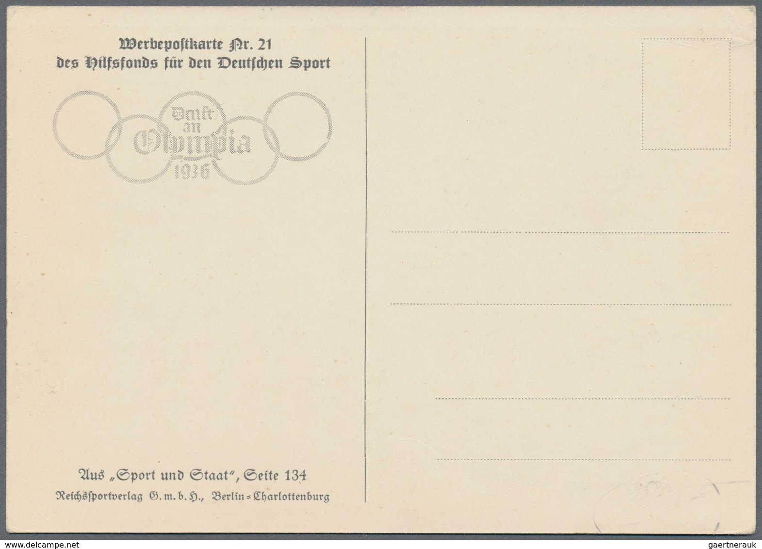 Ansichtskarten: Motive / Thematics: SPORT / OLYMPIADE 1936, Drei Werbekarten Des Hilfsfond Für Den D - Andere & Zonder Classificatie