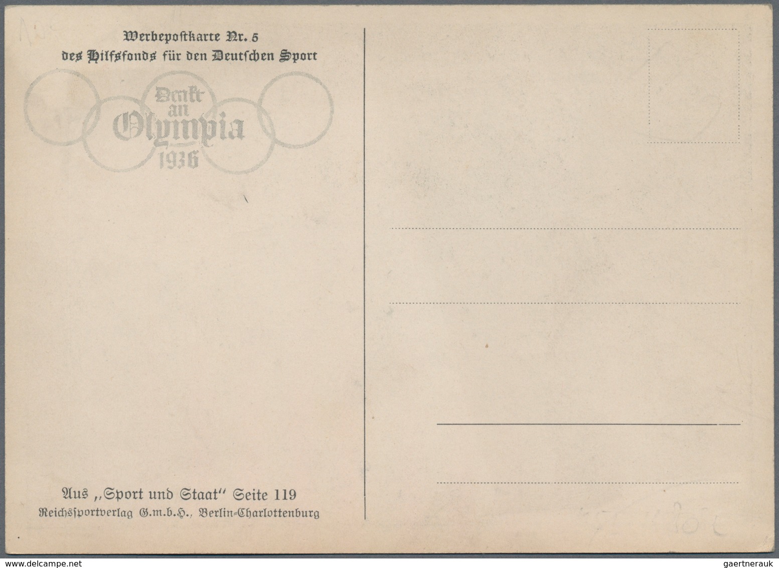 Ansichtskarten: Motive / Thematics: SPORT / OLYMPIADE 1936, Drei Werbekarten Des Hilfsfond Für Den D - Andere & Zonder Classificatie