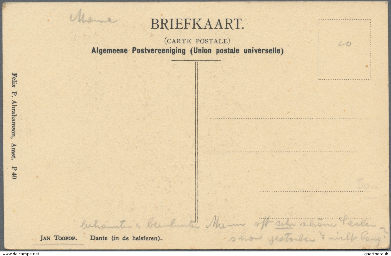 Ansichtskarten: Motive / Thematics: TOOROP, Jan (1858-1928), Niederländischer Male Des Jugendstils U - Andere & Zonder Classificatie