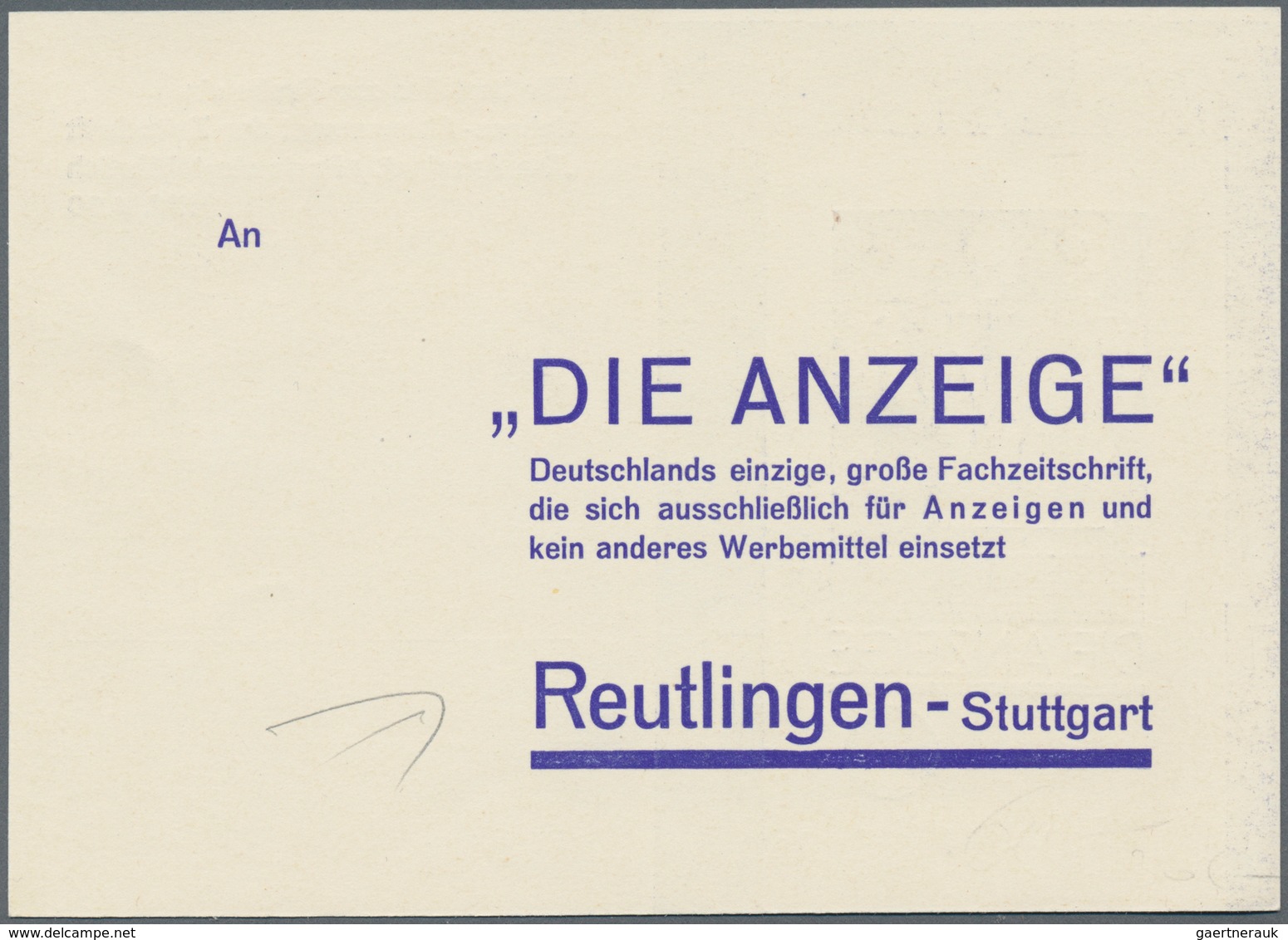 Ansichtskarten: Motive / Thematics: WERBUNG / REKLAME, "Die Anzeige / Deutschlands Einzige, Große Fa - Altri & Non Classificati