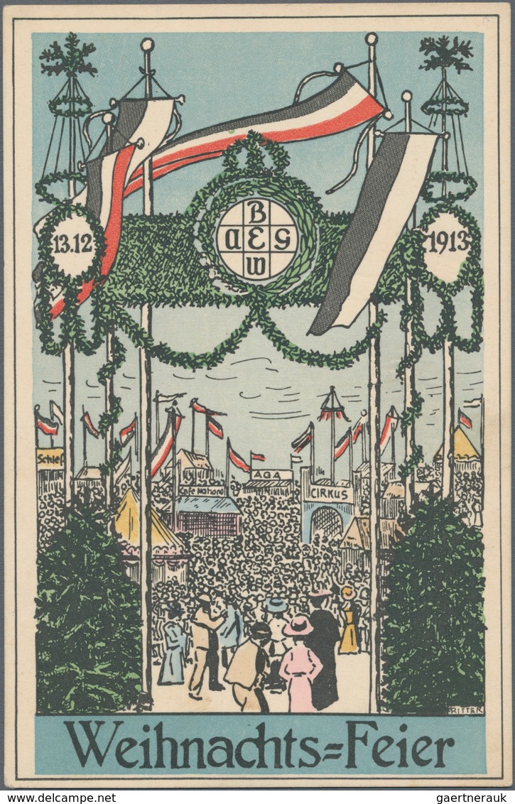 Ansichtskarten: Motive / Thematics: WERBUNG / REKLAME, "Weihnachts-Feier 1913" Festpostkarte Der AEG - Andere & Zonder Classificatie