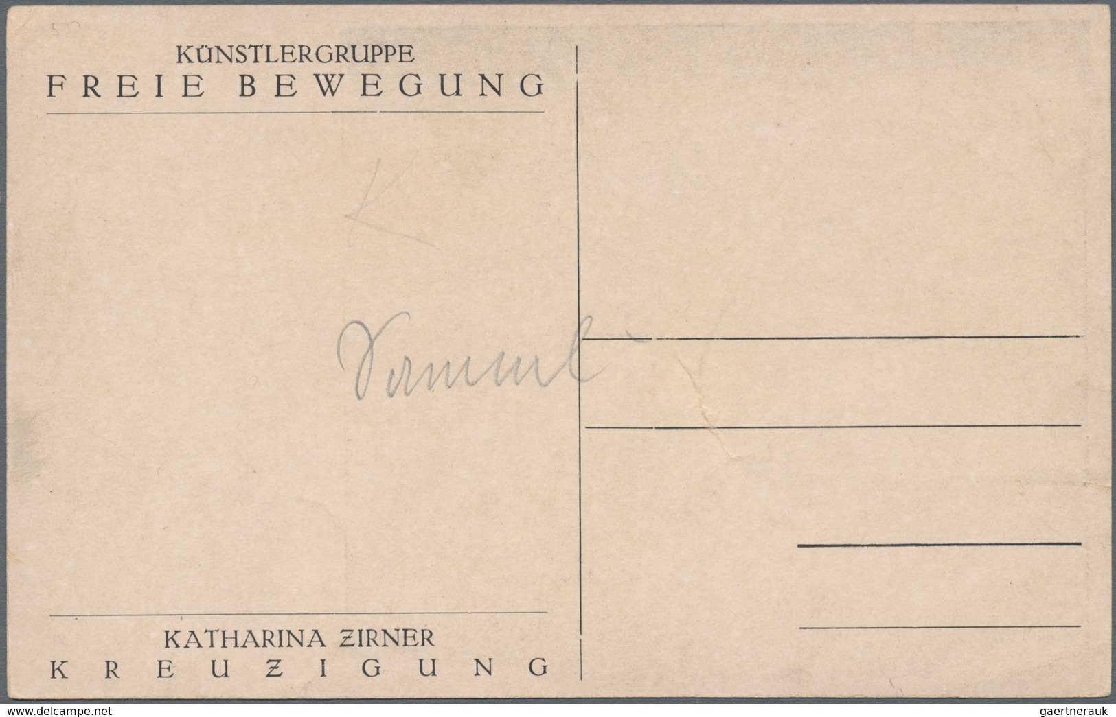 Ansichtskarten: Motive / Thematics: ZIRNER, Katharina (1889-1927), österreichische Malerin. "Kreuzig - Andere & Zonder Classificatie
