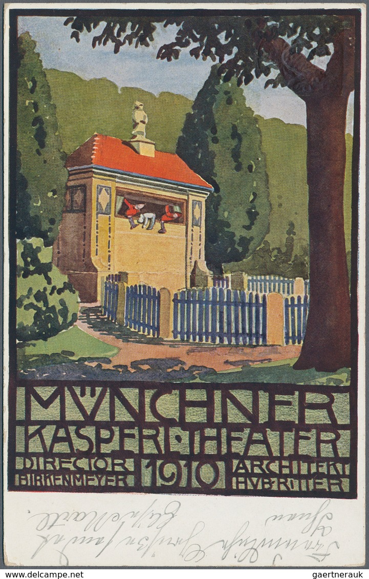 Ansichtskarten: Bayern: MÜNCHEN, Privatganzsache 5 Pf Grün Münchener Kasperl Theater Ausstellung 191 - Andere & Zonder Classificatie