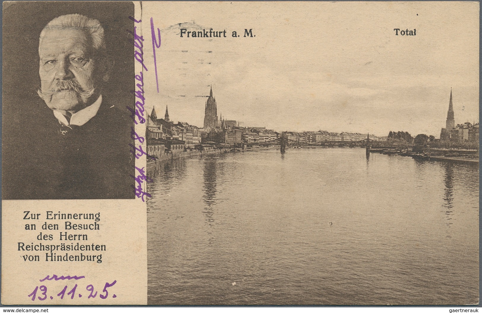 Ansichtskarten: Hessen: FRANKFURT Am Main, Besuch Des Herrn Reichspräsidenten Von Hindenburg 1925, P - Sonstige & Ohne Zuordnung