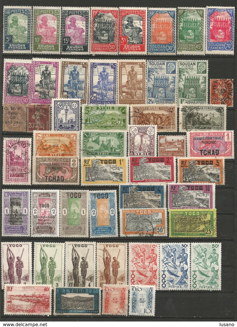 Colonies françaises + DOM-TOM - Lot de 500 timbres oblitérés ou neufs (**, * ou sans gomme) - quelques 2e choix