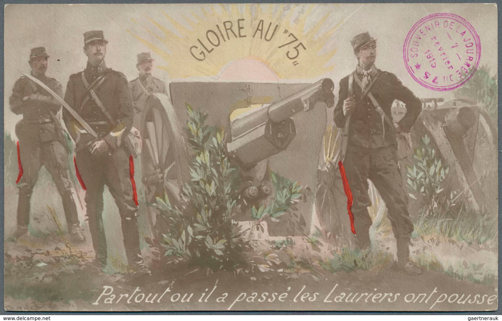 Ansichtskarten: Motive / Thematics: 1. WELTKRIEG, Sammlung von französischen Glückwunschkarten mit m