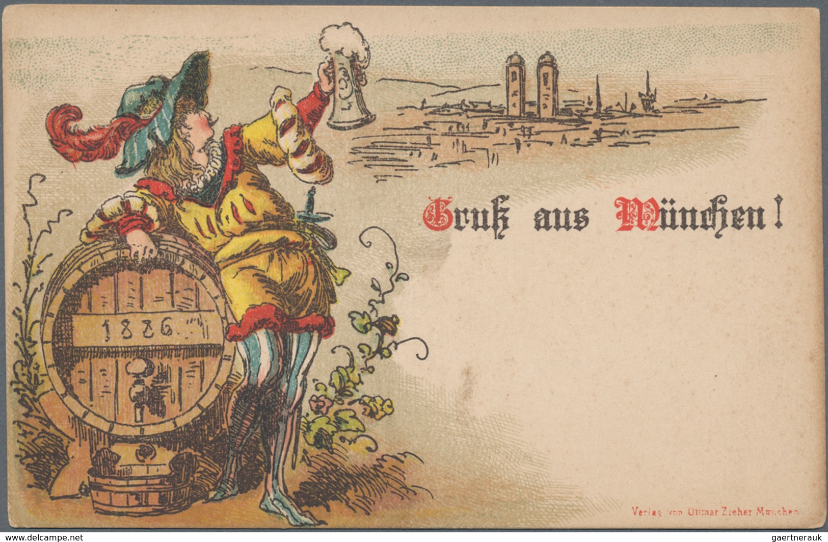 Ansichtskarten: Motive / Thematics: BIER & BRAUEREIN, 14 Frühe Kolorierte Lithographien MÜNCHNER BIE - Andere & Zonder Classificatie