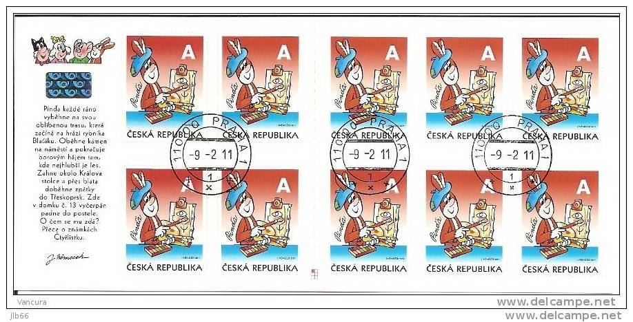 2011 Carnet Oblitéré De 10 Timbres Pinda De La Bande Dessinée Ctyrlistek YT C 596 - Oblitérés