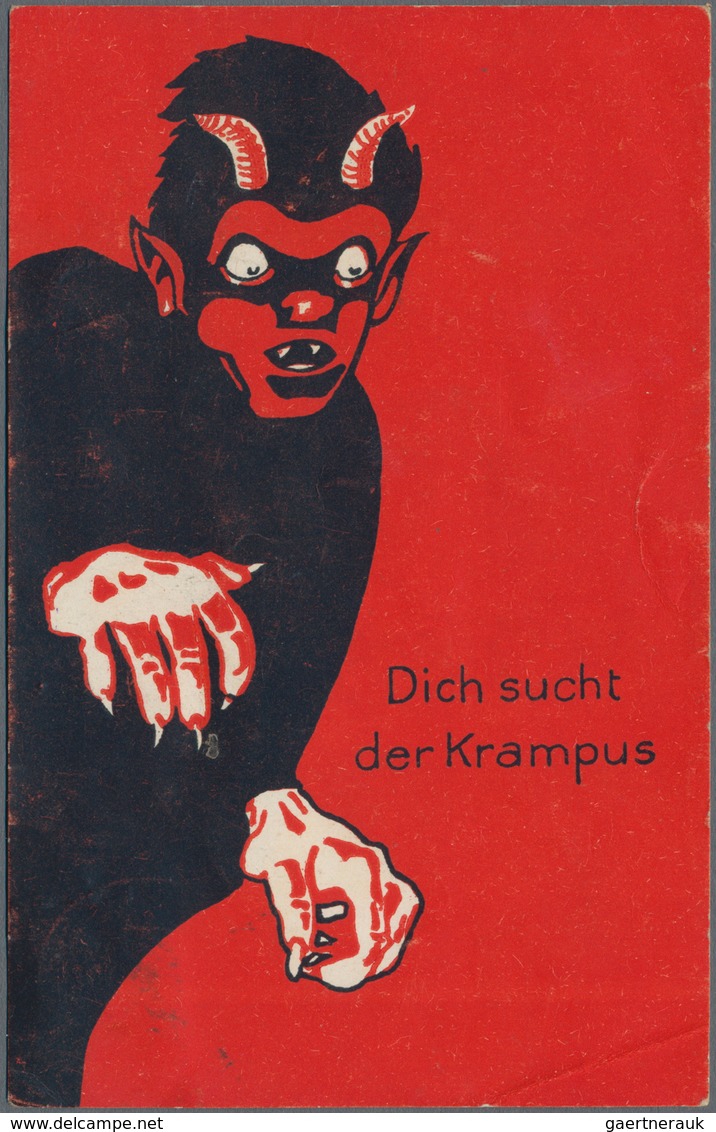 Ansichtskarten: Motive / Thematics: KRAMPUS: 1900/1960 (ca). 25 "Krampus"-Karten, Teils Gebraucht - Altri & Non Classificati