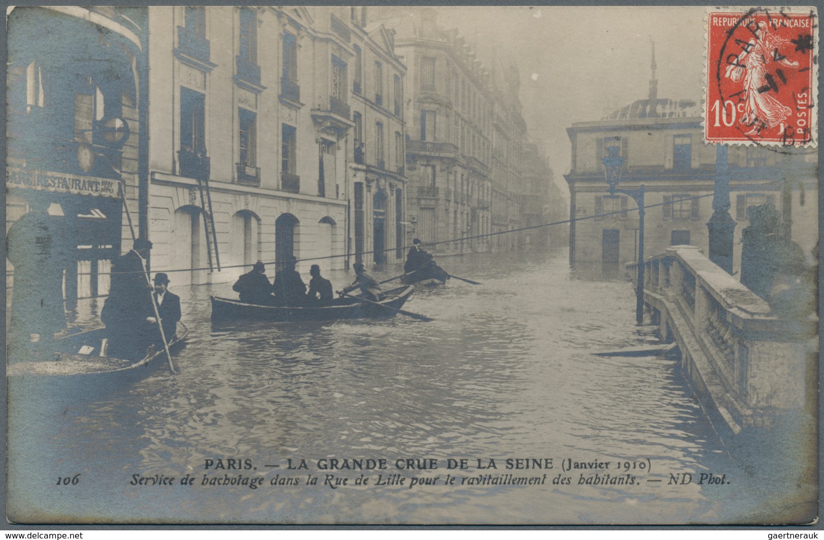 Ansichtskarten: Alle Welt: FRANKREICH, PARIS 1910 Hochwasser, 125 Historische Lichtdrucke Und Fotoka - Ohne Zuordnung