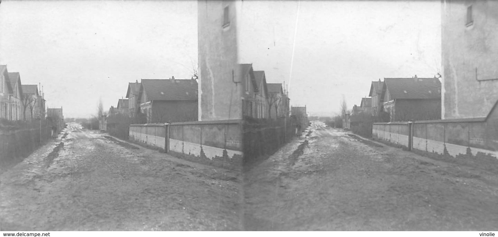 PIE.GRAND-FORMAT-19-GM-497 :  INONDATIONS 1910. NANTERRE OU RUEIL-MALMAISON ? VUES STEREOSCOPIQUES. - Lieux