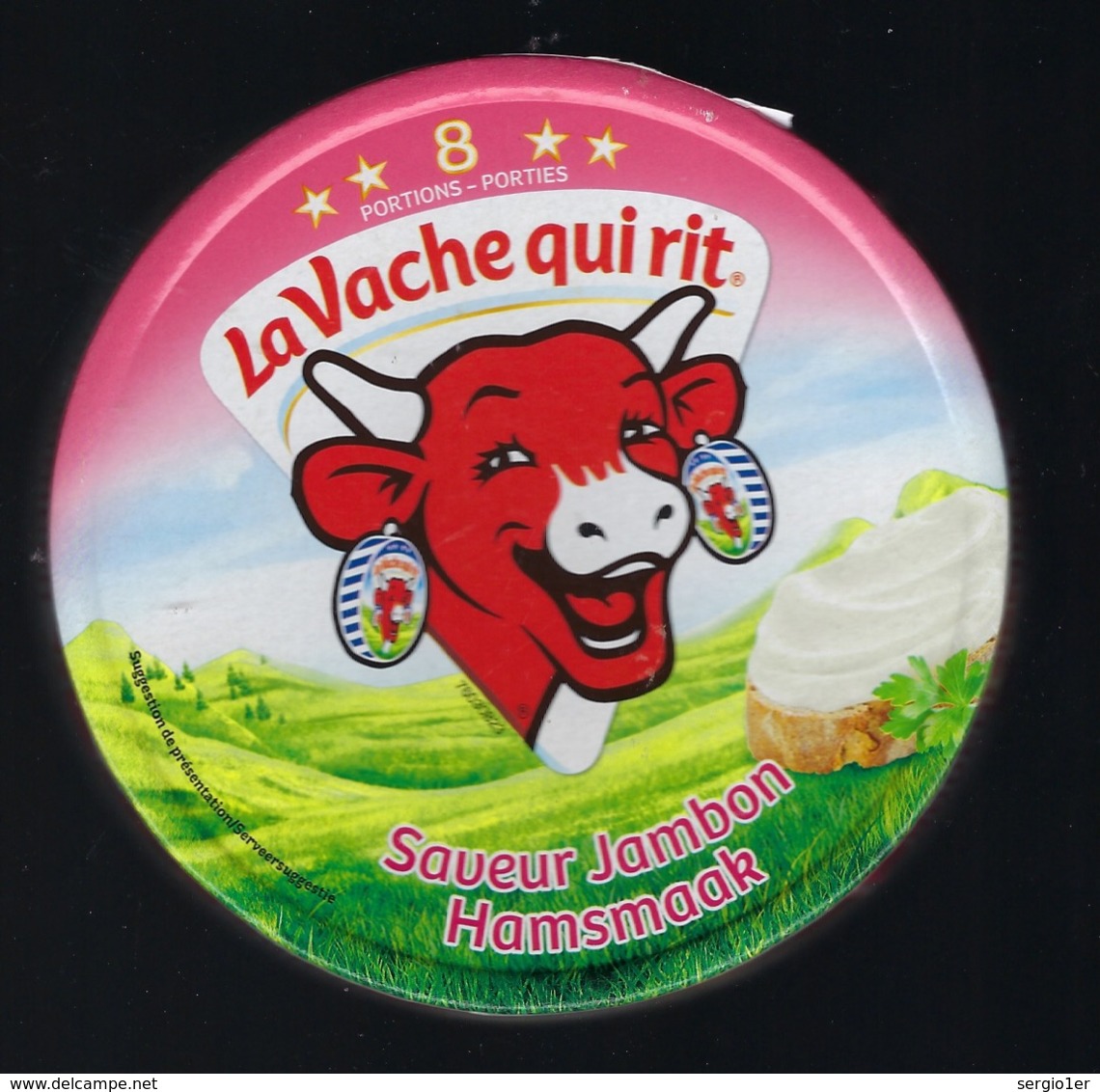 Etiquette Fromage La Vache Qui Rit   " Saveur Jambon Hamsmaak  8 Portions  " - Fromage