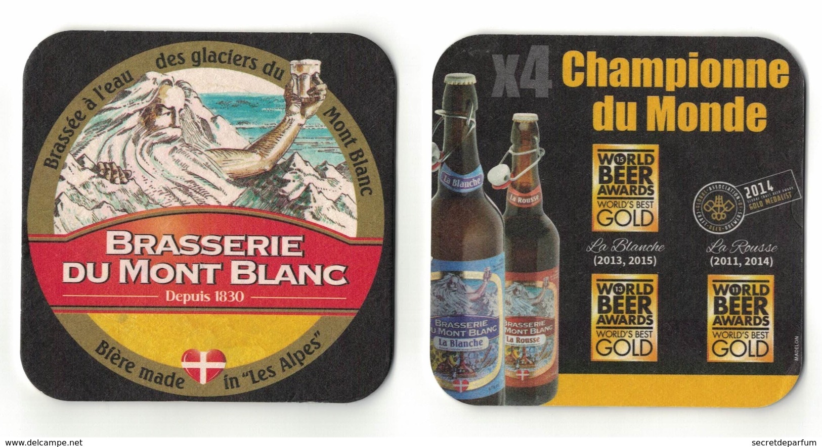 Capsules Ou Plaques De Muselet   SOUS BOCKS   BIÈRE BRASSERIE DU MONT BLANC RECTO VERSO - Sous-bocks