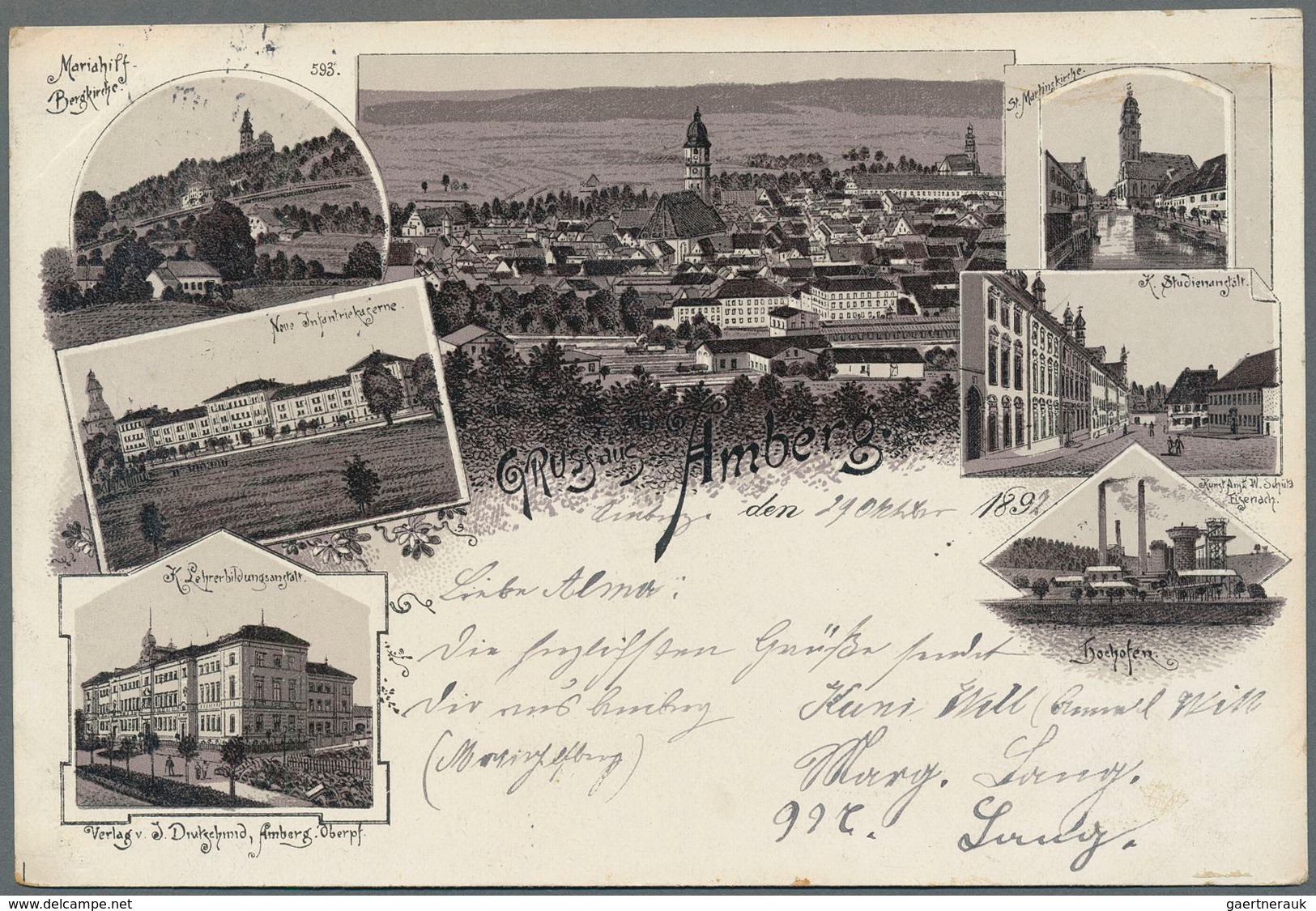 Ansichtskarten: Bayern: LITHOGRAPHIEN, Kleine Partie Mit 13 Frühen Lithographien Aus Den Jahren 1893 - Altri & Non Classificati