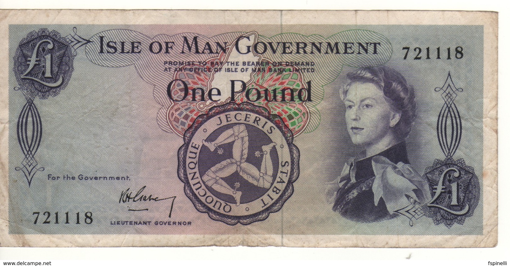 ISLE OF MAN  1 Pound   P25a    ND  1961   Signature  Garvey - 1 Pond