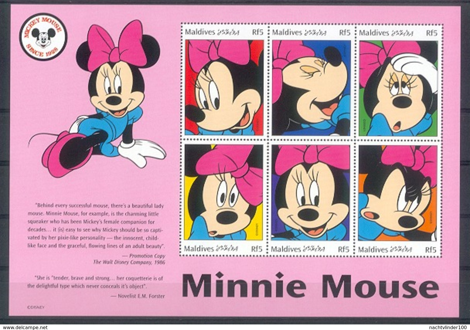 Nfe477-482b WALT DISNEY --- MICKEY MINNIE GOOFY PLUTO DONALD DAISY --- MALDIVES 1999 PF/MNH - Disney