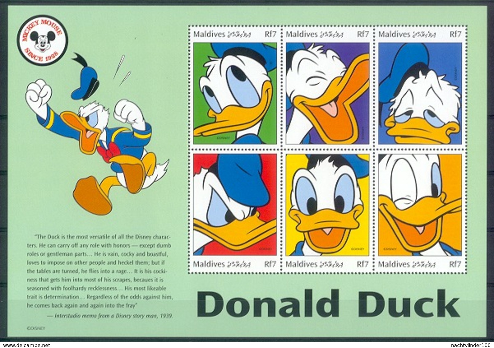 Nfe477-482b WALT DISNEY --- MICKEY MINNIE GOOFY PLUTO DONALD DAISY --- MALDIVES 1999 PF/MNH - Disney