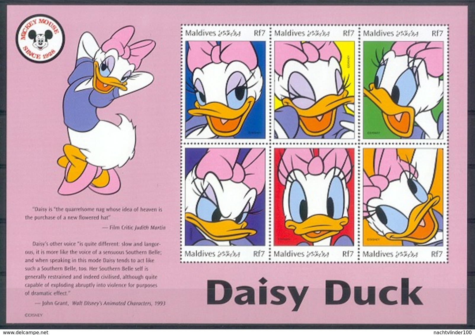 Nfe477-482b WALT DISNEY --- MICKEY MINNIE GOOFY PLUTO DONALD DAISY --- MALDIVES 1999 PF/MNH - Disney