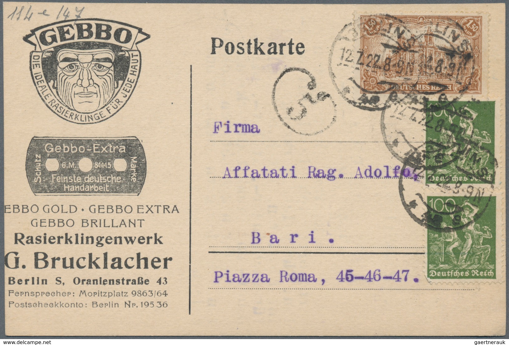Ansichtskarten: Berlin: WERBE- Und AVISKARTEN, Kleiner Posten Mit 32 Werbekarten Und 2 Alte Visitenk - Autres & Non Classés