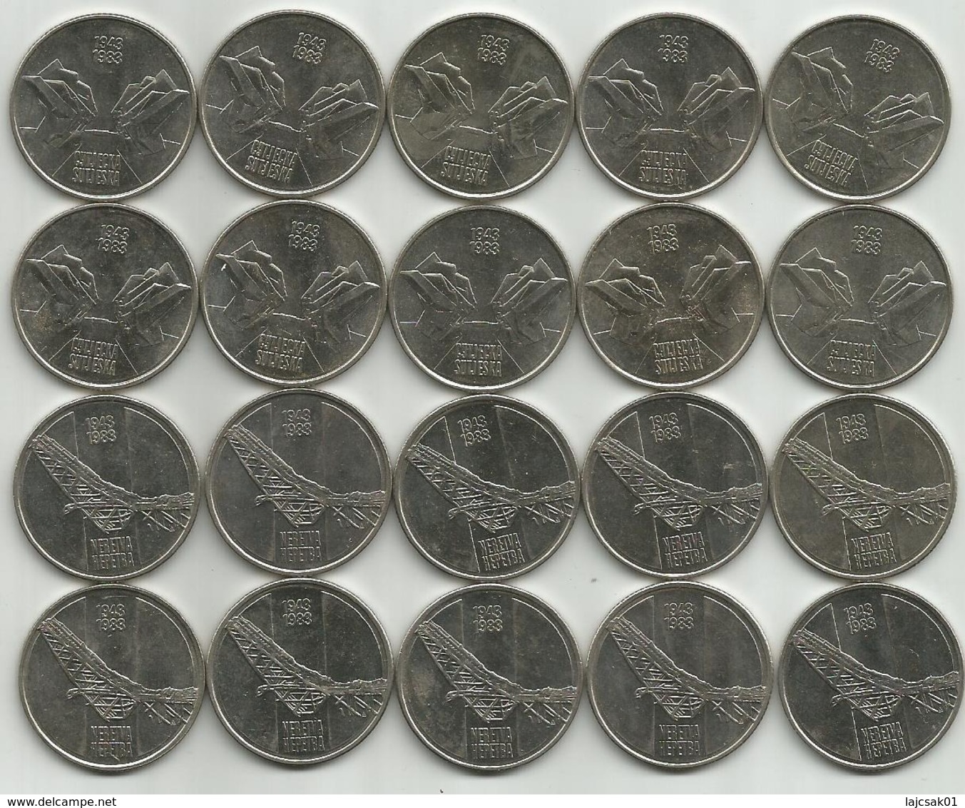 Yugoslavia 10 Dinara 1983. Sutjeska And Neretva X 10 Sets= 20 Coins - Joegoslavië